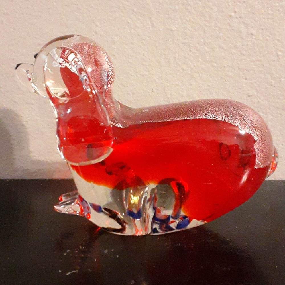 Vintage Murano Solid Art Glass Dog